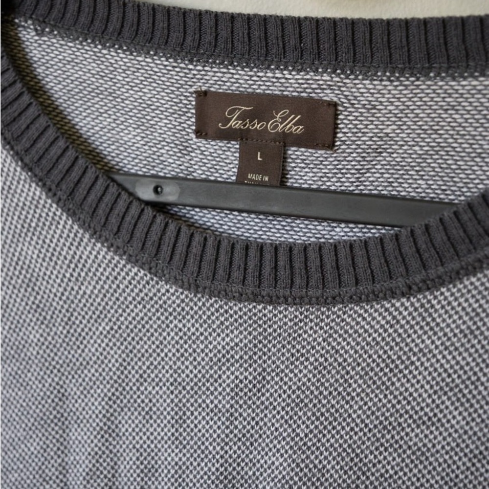 Tasso Elba Men’s Knit Sweater Gray Crew Neck Cotton Blend - Picture 3 of 9